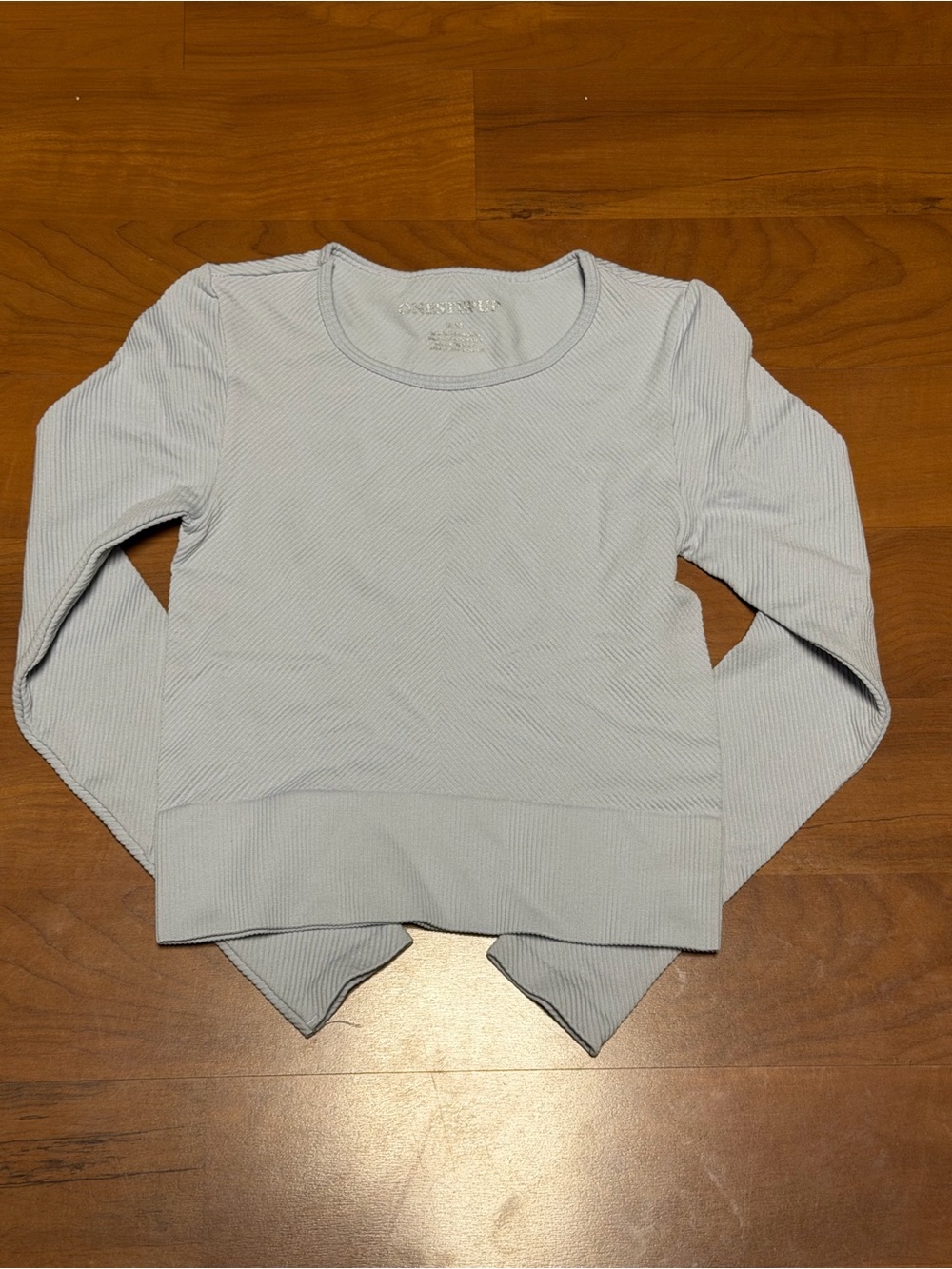One Step Ahead Pale Blue Ribbed Long Sleeve Top